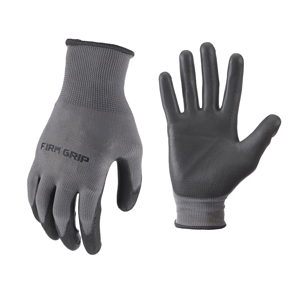 dark gray gloves with a black palm on a white background