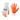 white gloves with an orange palm on a white background