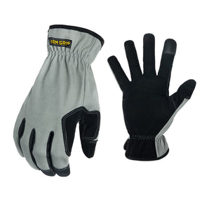 light gray gloves with a black palm