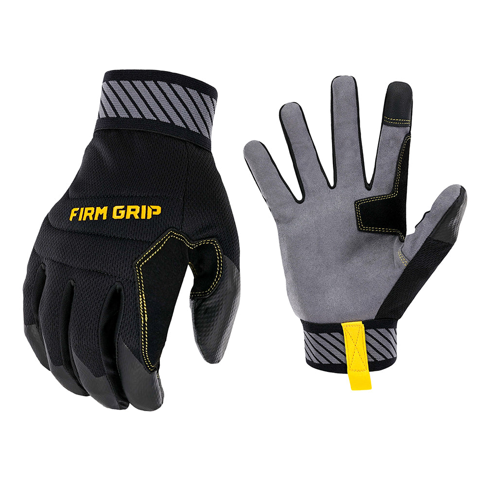 light gray and black gloves on a white background