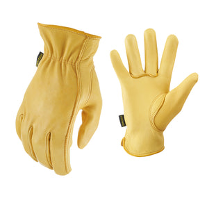 yellow leather gloves