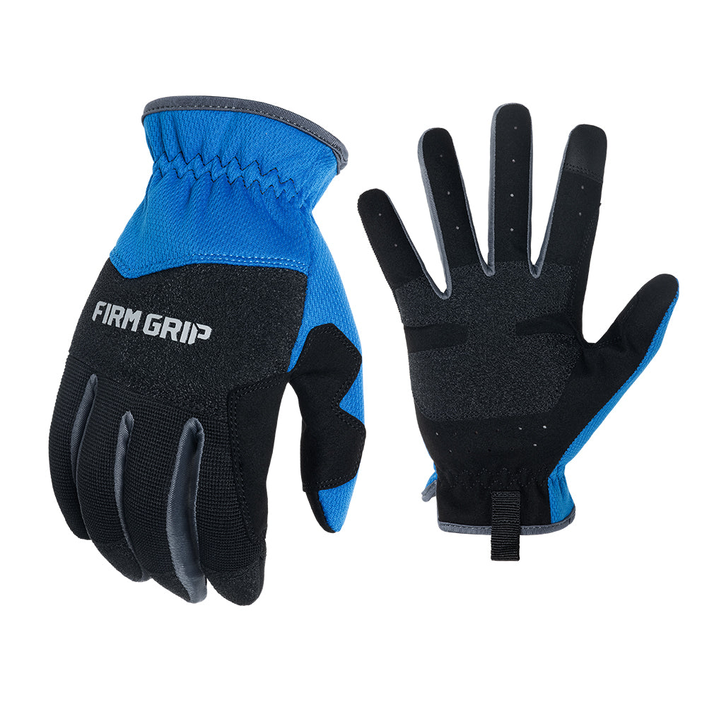 black gloves with a blue wrist